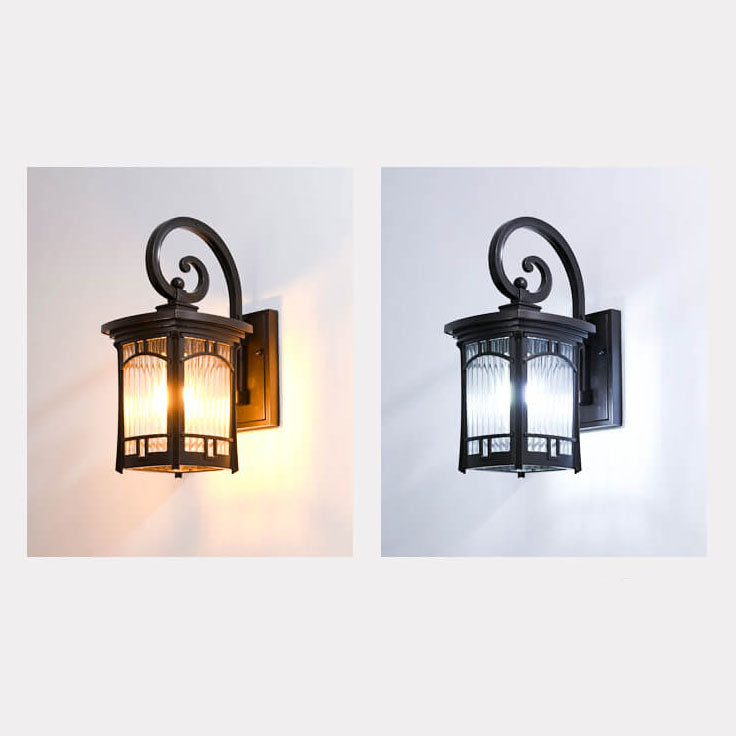 Modern Square Aluminum Glass Carved 1-Light Outdoor Waterproof Wall Sconce Lamp