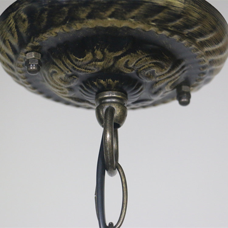 Tiffany Vintage Gemstone Stained Glass Dome 3-Light Pendant Light