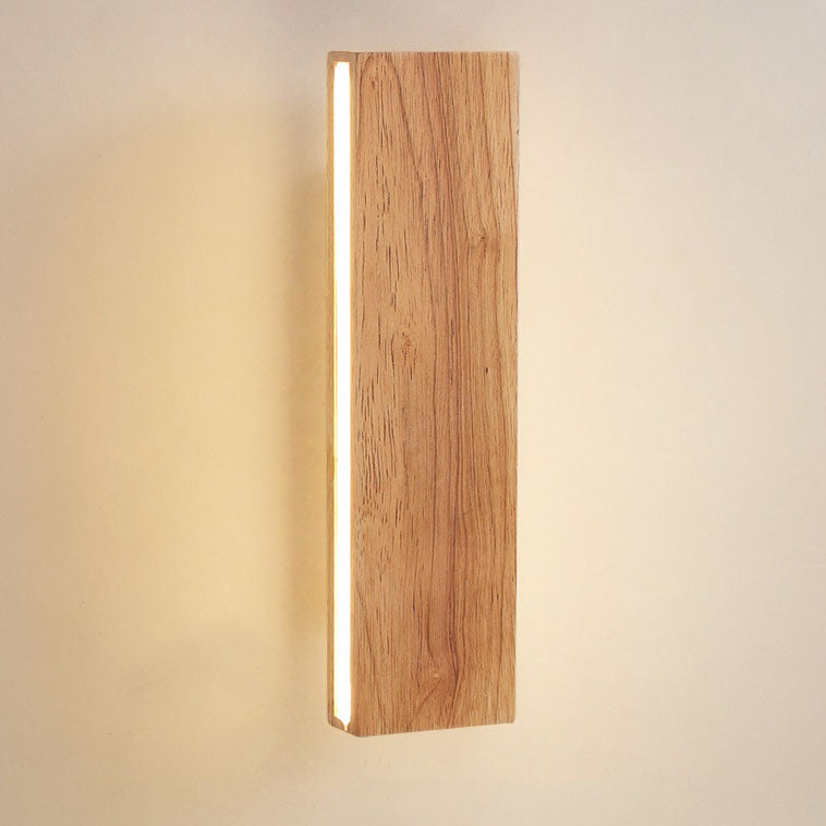 Japanese Minimalist Log Rectangular Flat Rotatable LED Wall Sconce Lamp