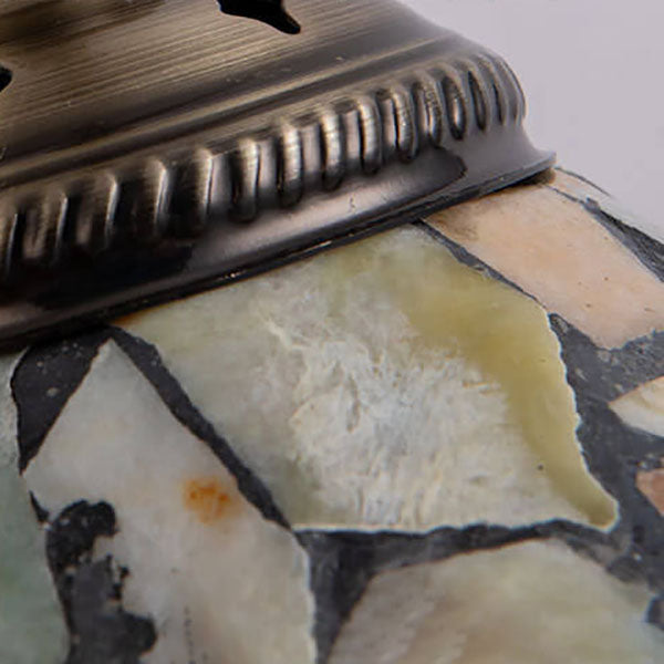 European Vintage Jade Stained Glass Cone Brass 1-Light Pendant Light