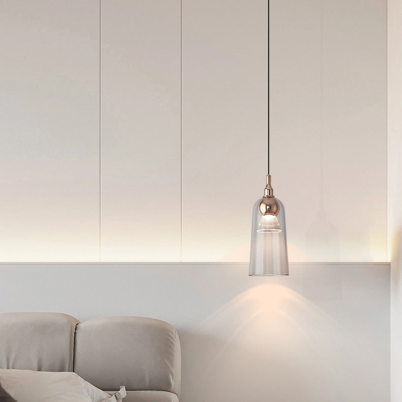 Contemporary Nordic Gradient Acrylic Cup Shade Aluminum LED Pendant Light For Dining Room