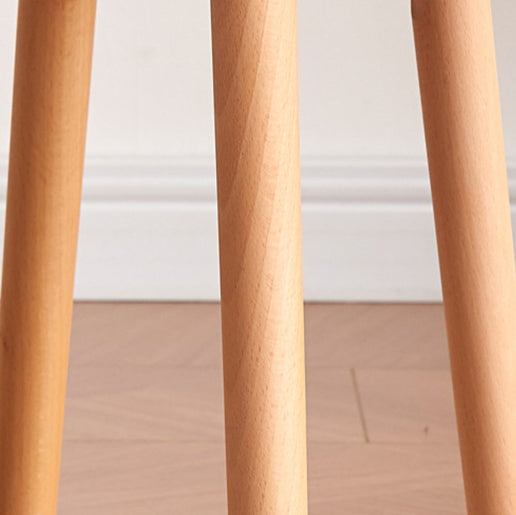 Modern Minimalist Round Lambswool Wood Vanity Stool For Bedroom