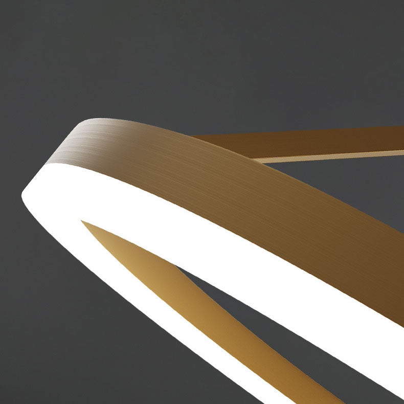 مصباح سقف LED دائري هندسي كامل من النحاس بتصميم عصري بسيط، مثبت بشكل نصف مسطح لغرفة المعيشة