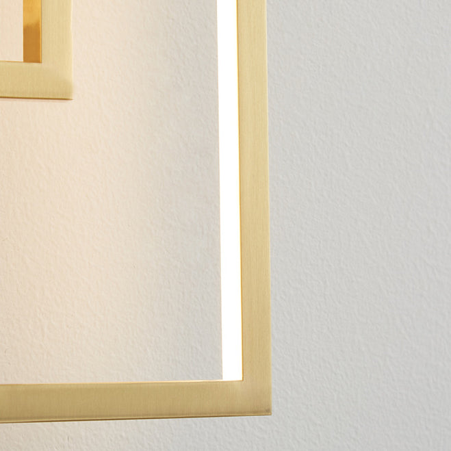 Modern Mid-century All Copper Rectangular Geometric LED Wall Sconce Lamp For Bedside