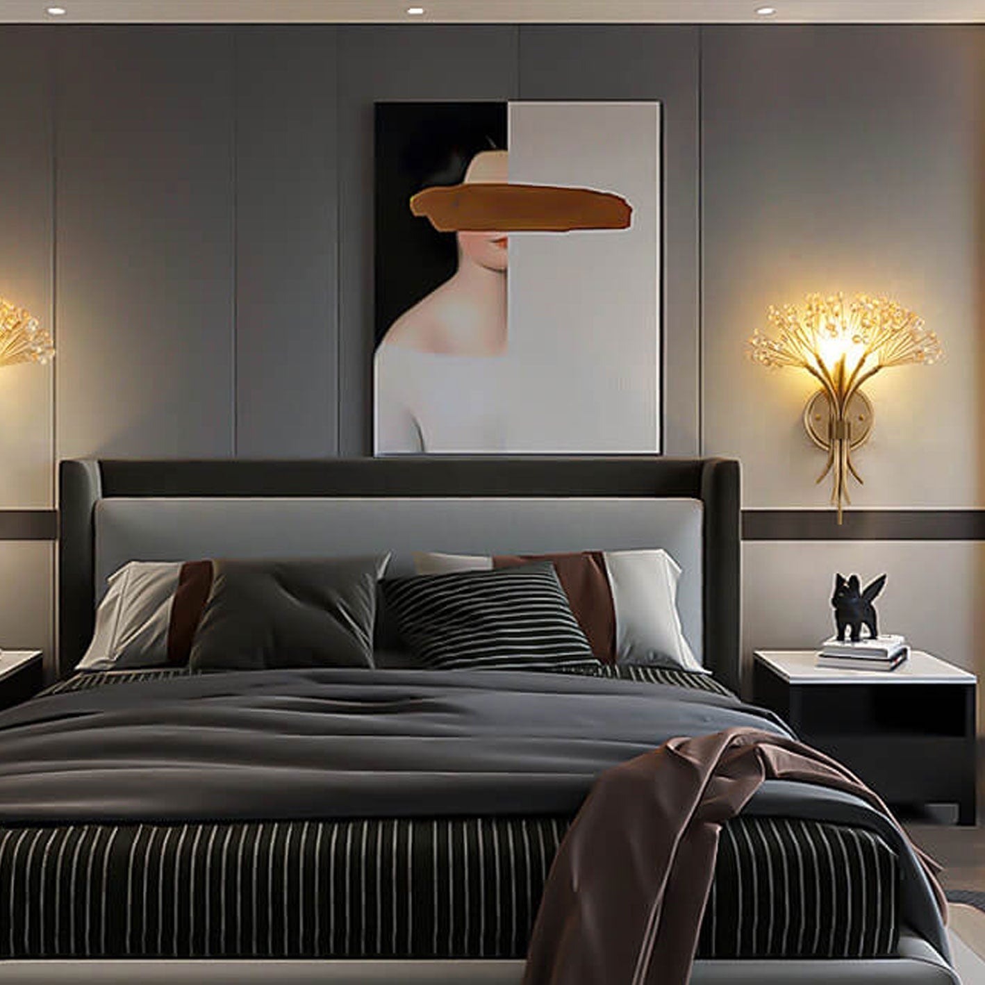 Modern Luxury Glass Dandelion Flower Design Brass 1-Light Wall Sconce Lamp