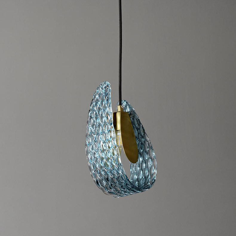 Contemporary Creative Petal Copper Glass 1-Light Pendant Light For Bedroom
