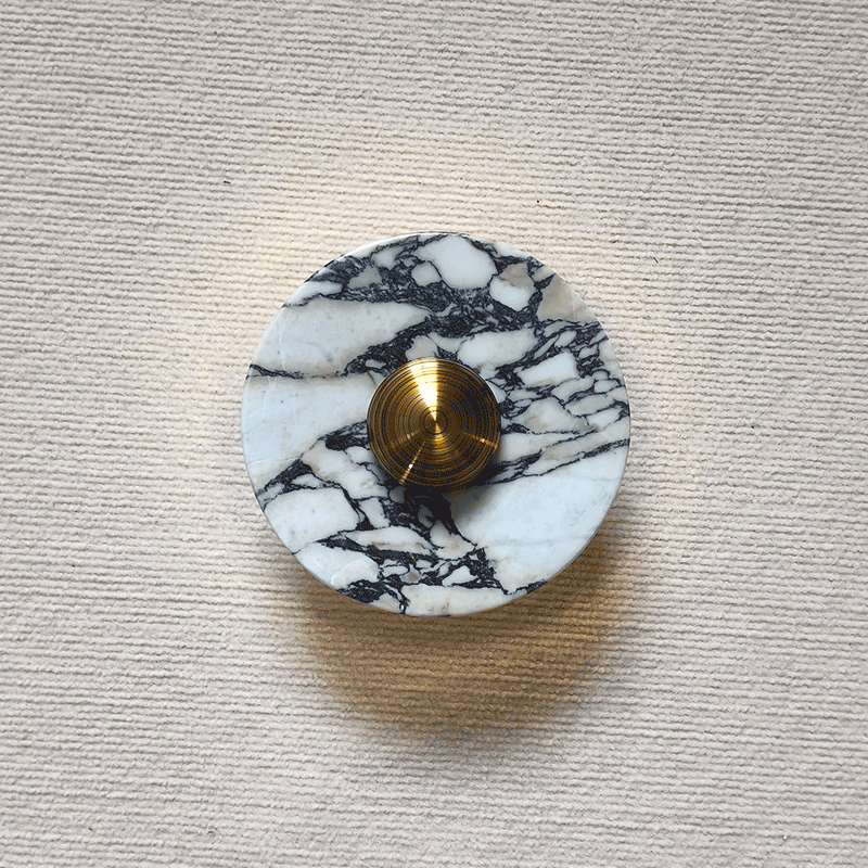 Contemporary Scandinavian Round Metal Marble LED Wall Sconce Lamp For Living Room