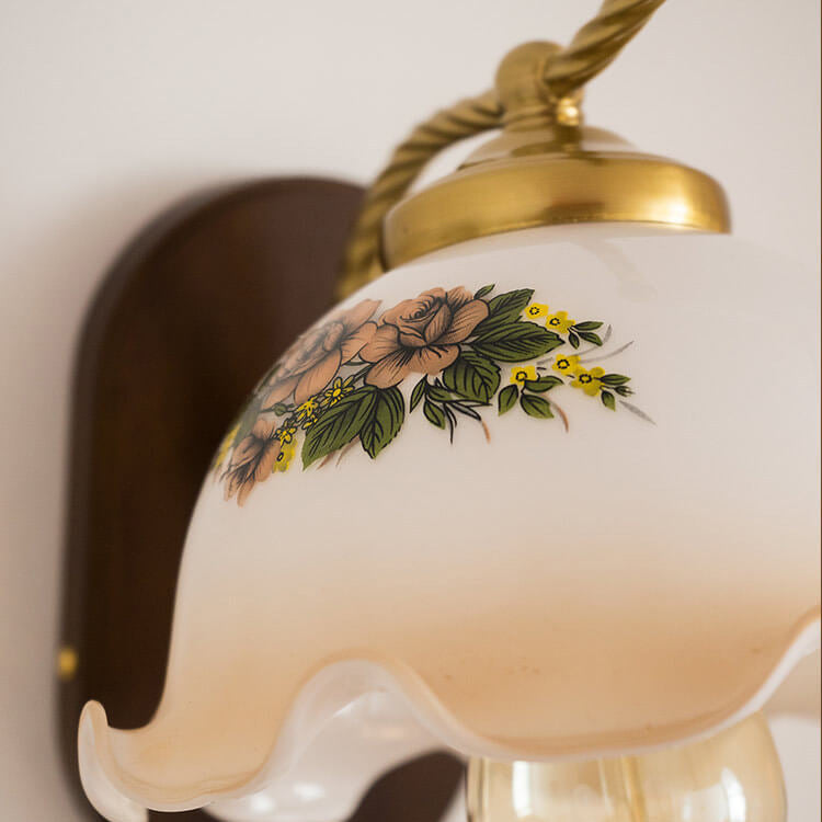 French Vintage Cream Glass Petal 1-Light Wall Sconce Lamp