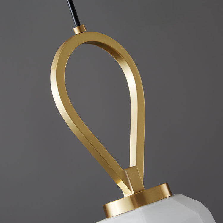 Modern Luxury Brass Geometrical Glass Shade 1-Light Pendant Light For Living Room