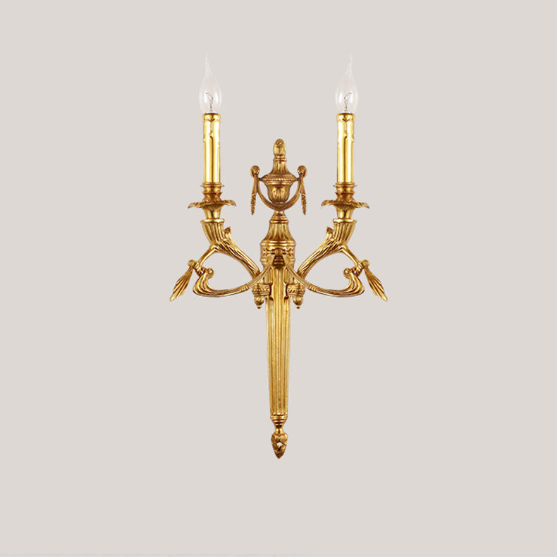 حامل شموع نحاسي أوروبي تقليدي مزود بمصباحين مثبتين على الحائط لغرفة النوم