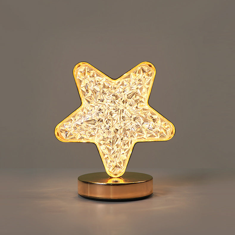 Modern Art Deco Metal Crystal Star Moon LED Table Lamp For Bedside