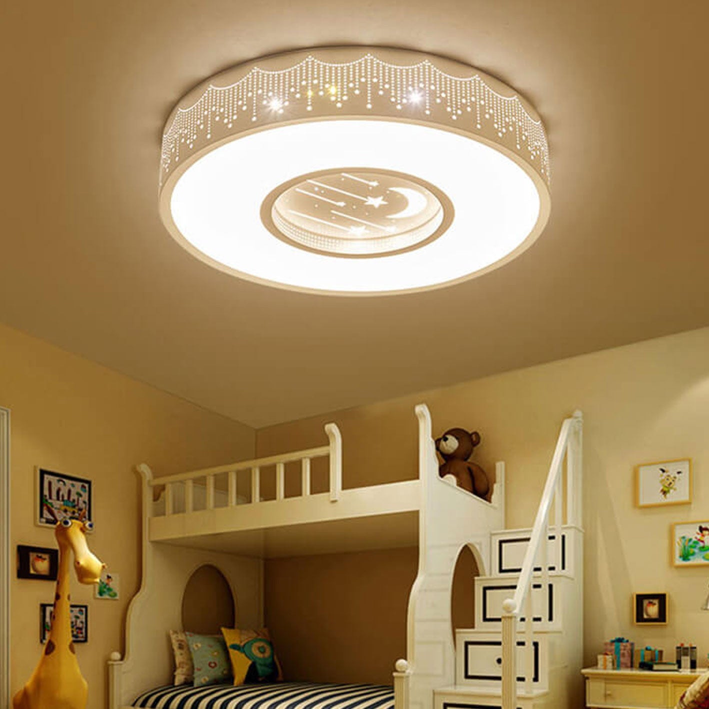 Modern Minimalist Starry Sky Round Children's LED Flush Mount Ceiling Light