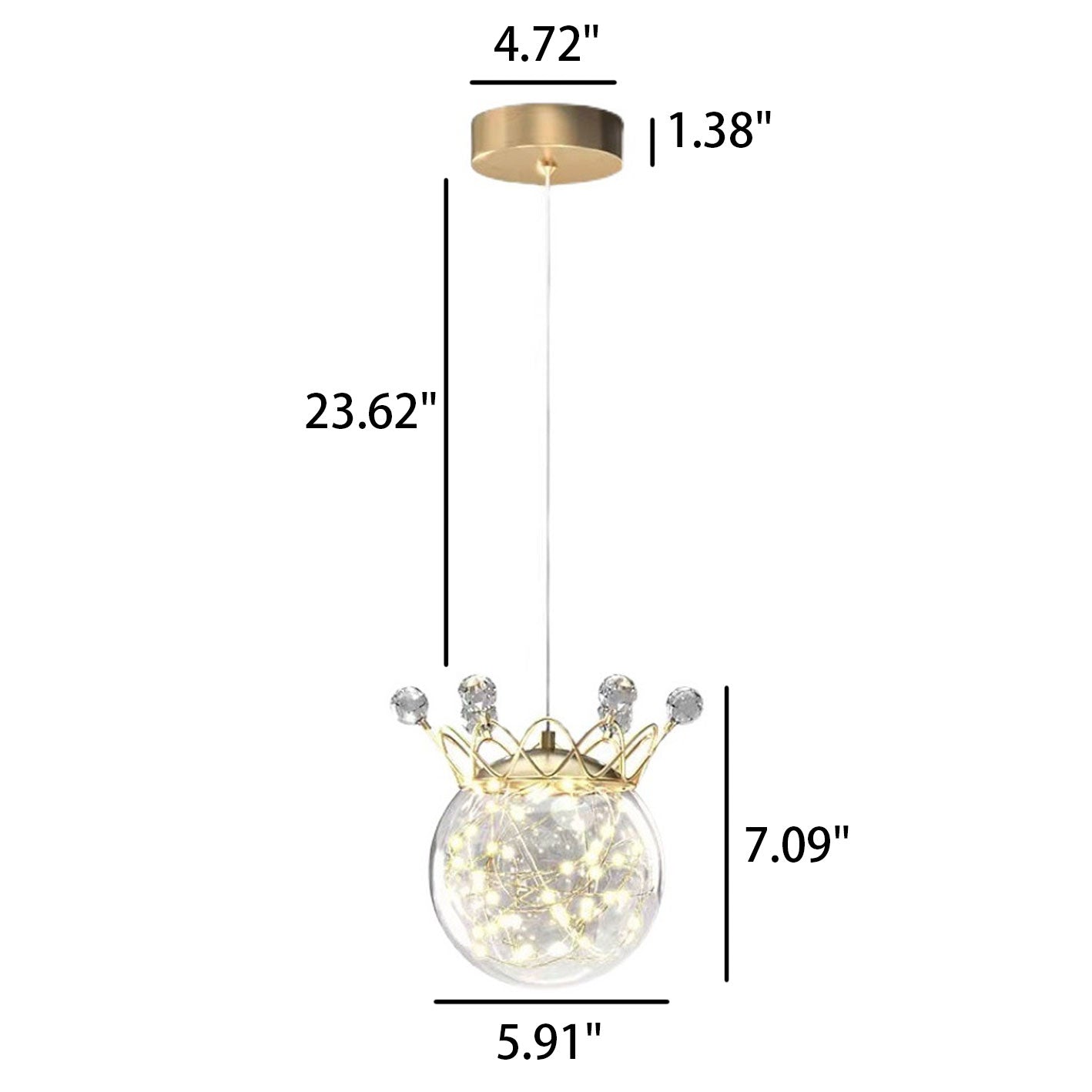مصباح LED معلق على شكل تاج نجمي عصري من الزجاج