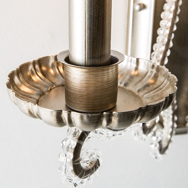 مصباح حائطي تقليدي ريفي من الحديد مع شمعدان كريستالي بنصف ضوء لغرفة المعيشة