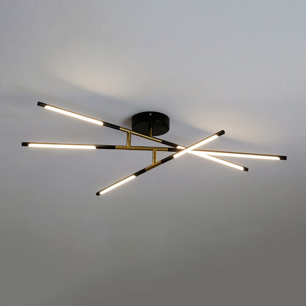 Nordic Creative Iron Geometric Line Combination LED Semi-Flush Mount Ceiling Light