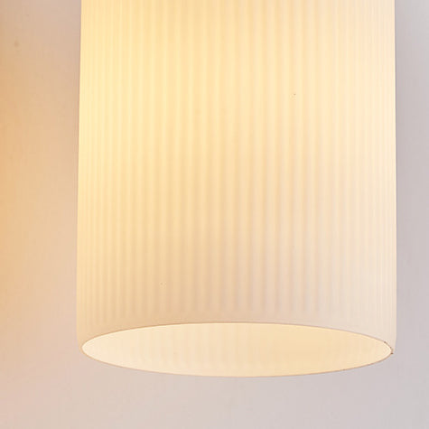 Contemporary Scandinavian Long Cylinder Glass Wood 4-Light Island Light Chandelier For Living Room