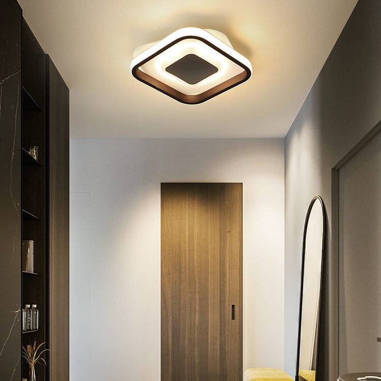 مصباح سقف LED معدني هندسي معاصر من الحديد بتصميم اسكندنافي، يُثبّت في الردهة