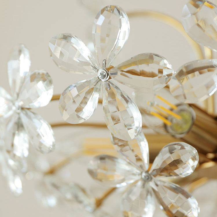 Traditional Vintage Petal Iron Crystal 6/8 Light Island Light Chandelier For Bedroom