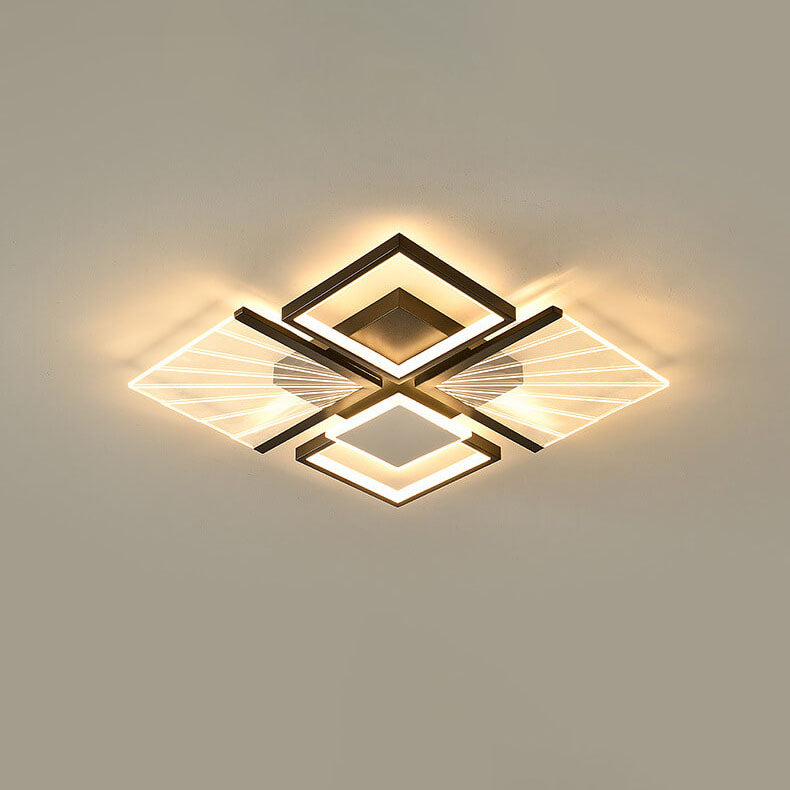 Modern Minimalist Geometric Shapes Black White Iron LED Flush Mount Light