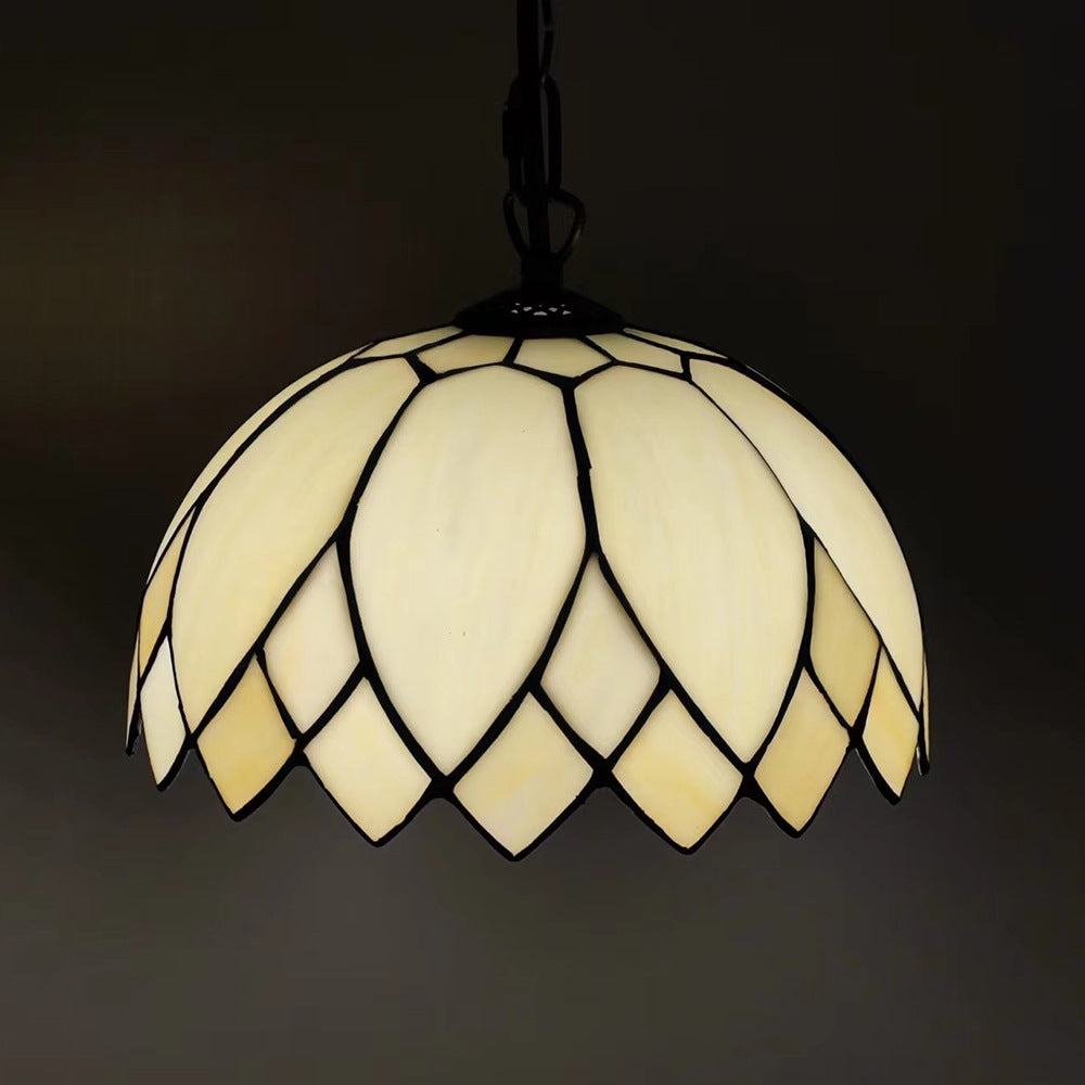 Tiffany European Style Milk White Glass Dome 1-Light Pendant Light