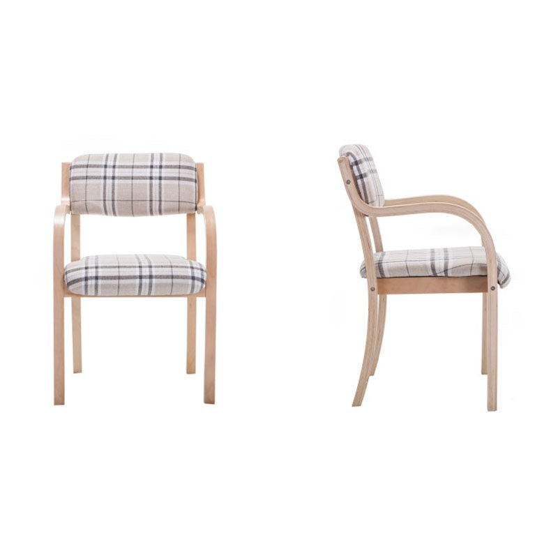 Contemporary Nordic Wood Cotton Linen Fabric PU Leather Velvet Sponge Square Dining Chair Backrest Armrest For Dining Room