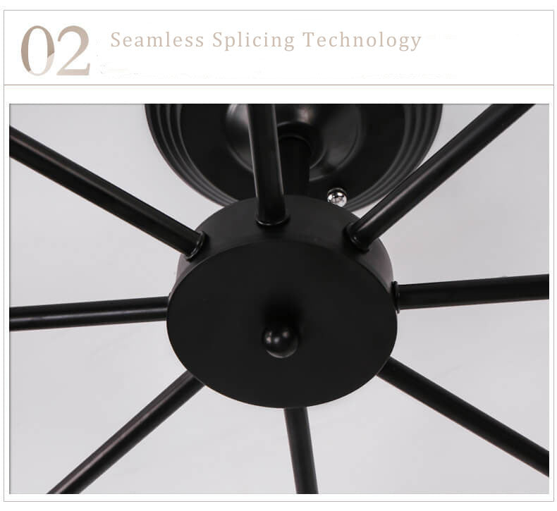 Wrought Iron 6-Light Geometric Lampshade Chandeliers