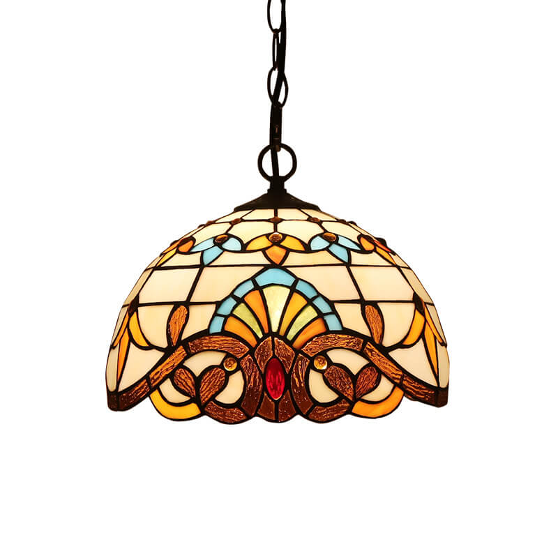 Tiffany Colorful Glass 1-Light Dome Pendant Light
