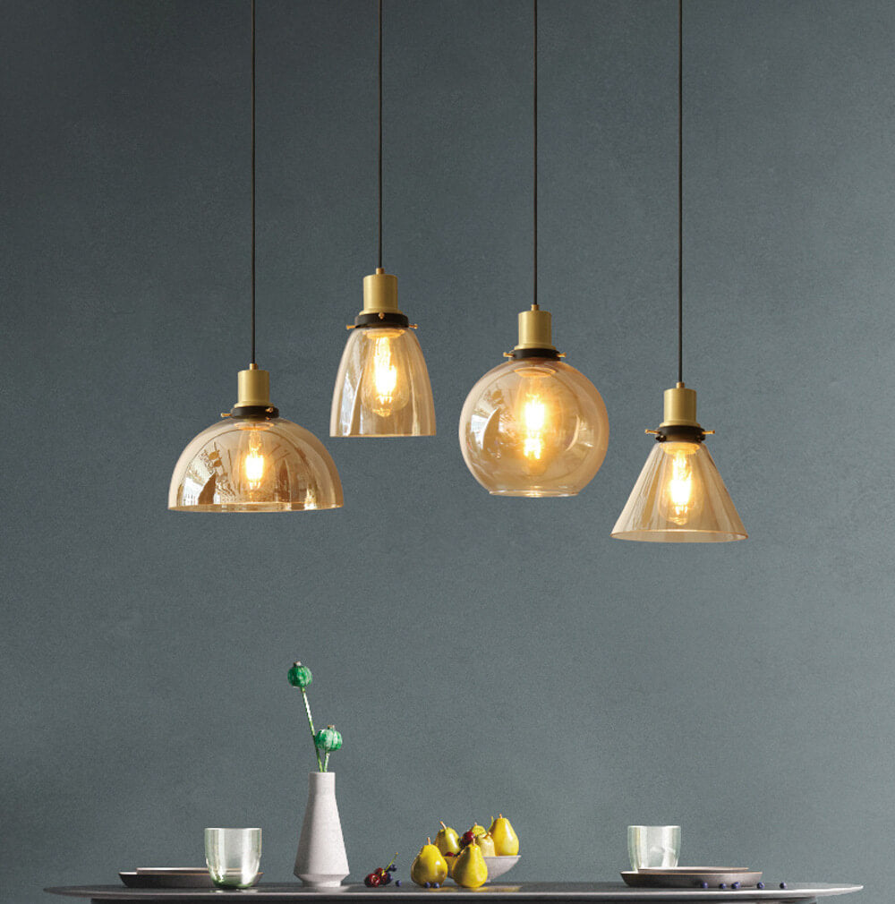 Vintage Minimalist Semi-Circular Cone Cup Iron Glass 1-Light Pendant Light