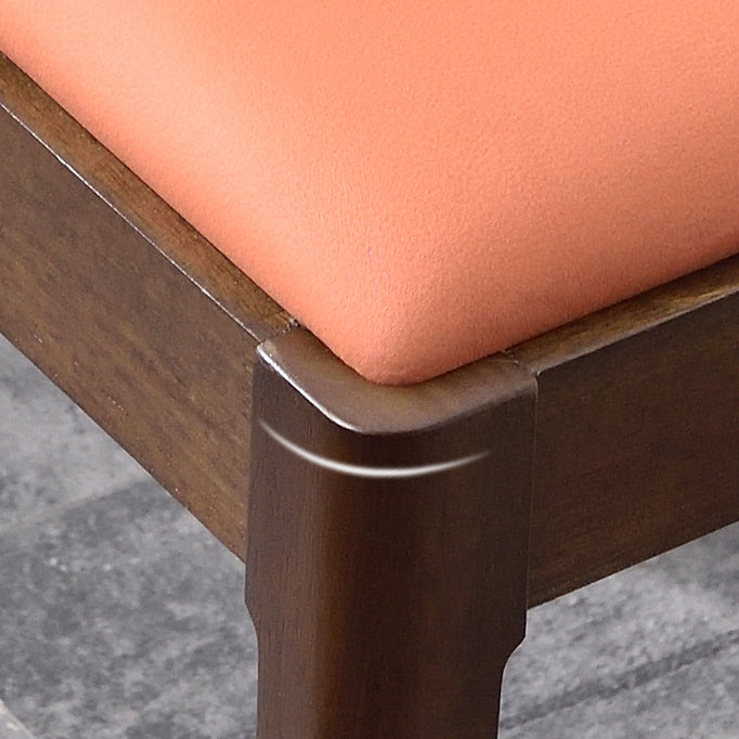 Modern Minimalist Rectangular Solid Wood Faux Leather Vanity Stool For Bedroom
