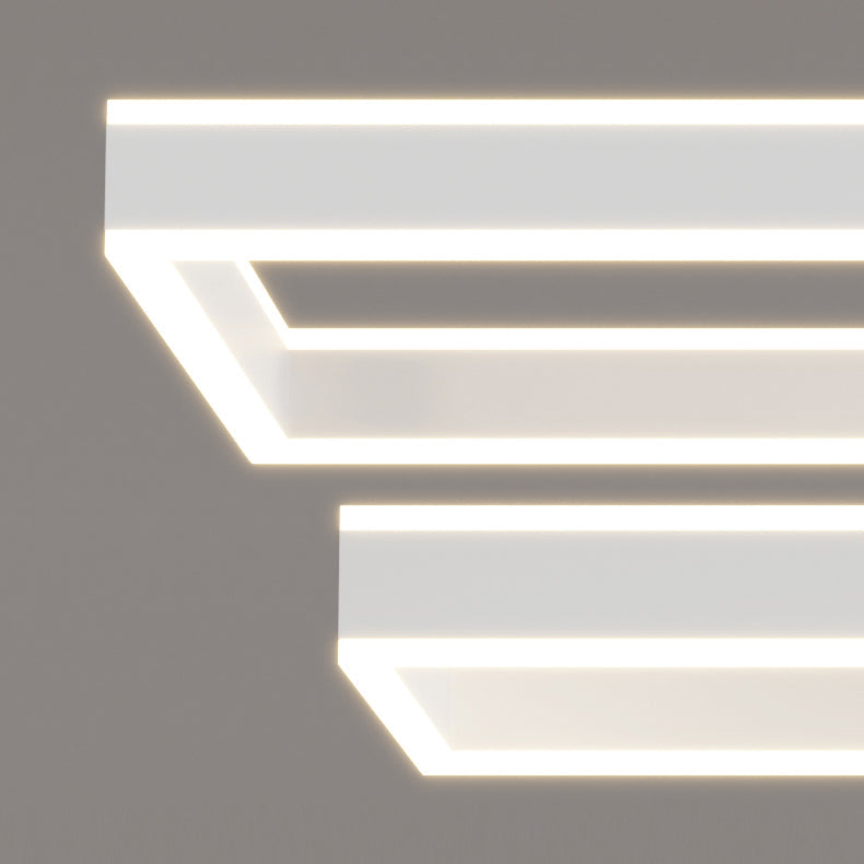 リビングルームに最適な、モダンでミニマリストなスクエア型アイアンLEDシャンデリア