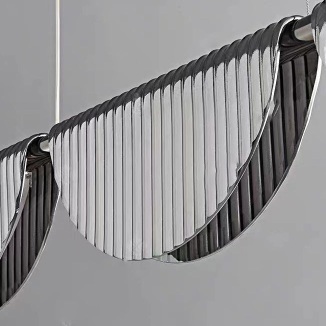 ثريا جزيرة LED بتصميم شبه دائري من الأكريليك الزجاجي بتصميم بسيط ومعاصر لغرفة المعيشة