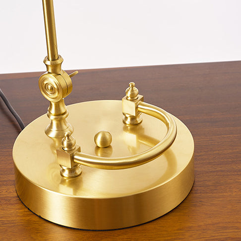 Traditional Vintage Curved Glass Solid Wood Base 1-Light Table Lamp For Study