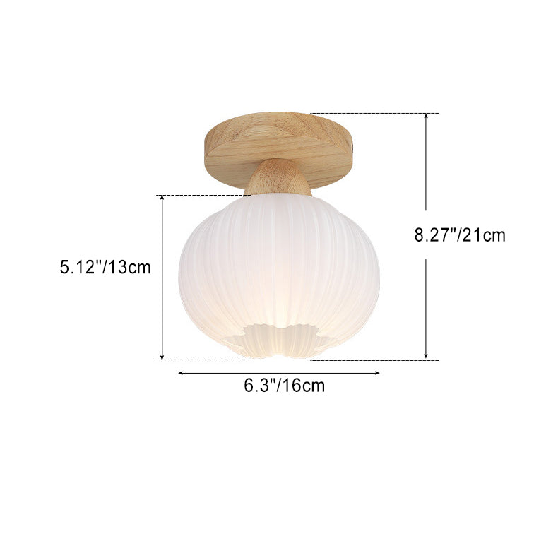 Contemporary Vintage Flower Wood Acrylic 1-Light Semi-Flush Mount Ceiling Light For Living Room