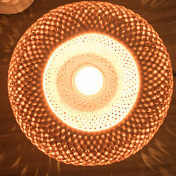 Chinese Minimalist Bamboo Weaving Oval Round 1-Light Table Lamp