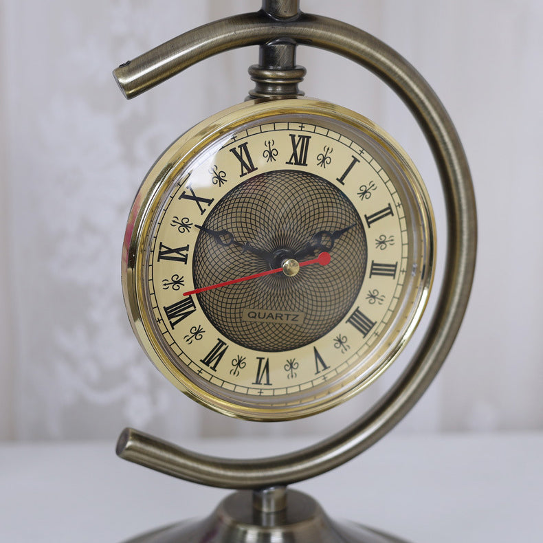 Traditional Vintage Dome Petal Clock Hardware Glass 1-Light Table Lamp For Bedroom