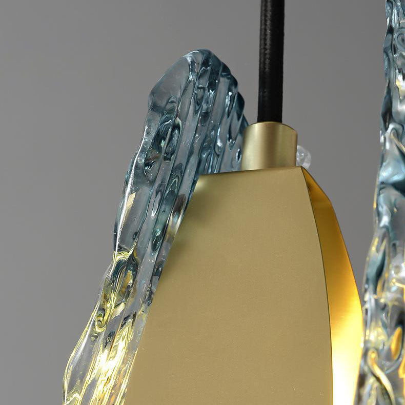 Contemporary Creative Petal Copper Glass 1-Light Pendant Light For Bedroom