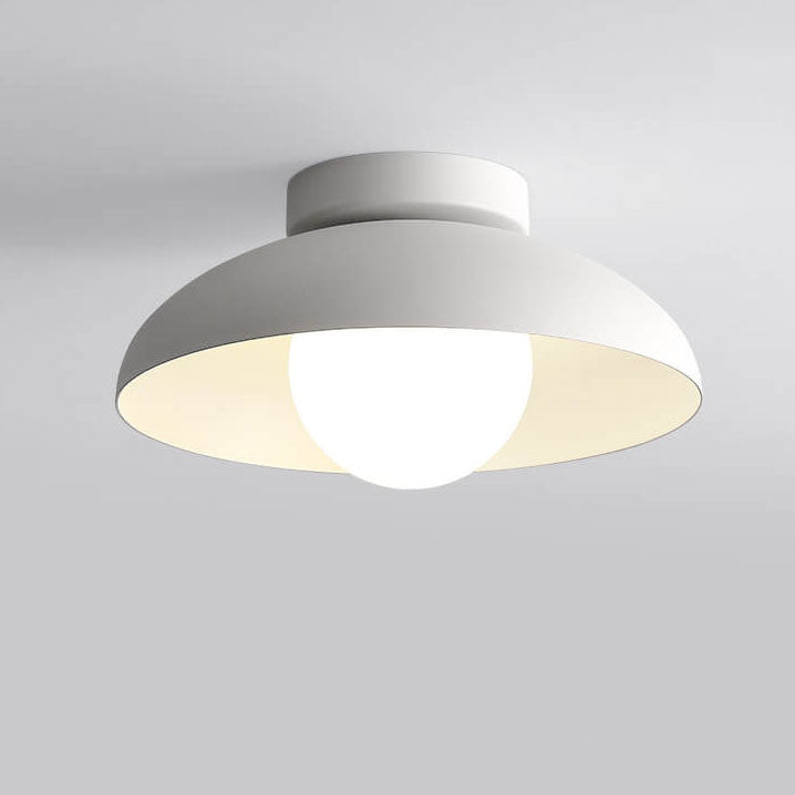 Japanese Wabi-sabi Iron Glass 1-Light Semi-Flush Mount Light