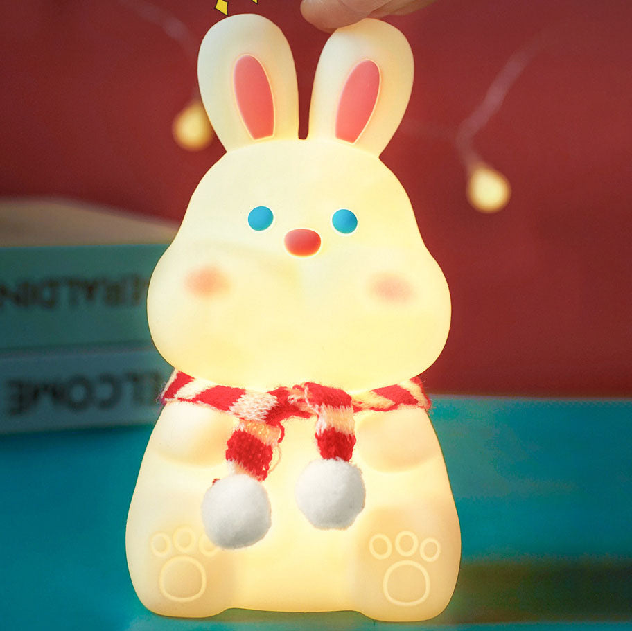 Creative Cartoon Rabbit Silicone Pat USB LED Night Light Table Lamp