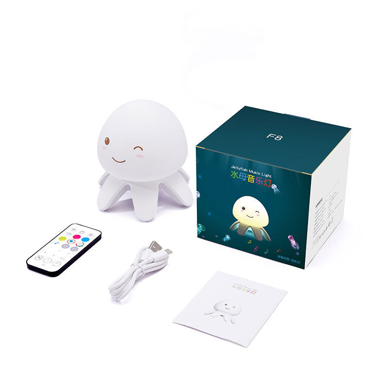 クリエイティブシリコンクラゲ音楽USB充電式リモコンLEDナイトライトテーブルランプ