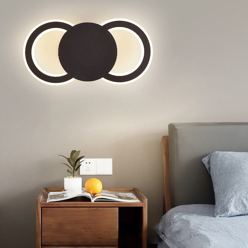 Modern Minimalist Solid Color Black White Metal LED Flush Mount Light