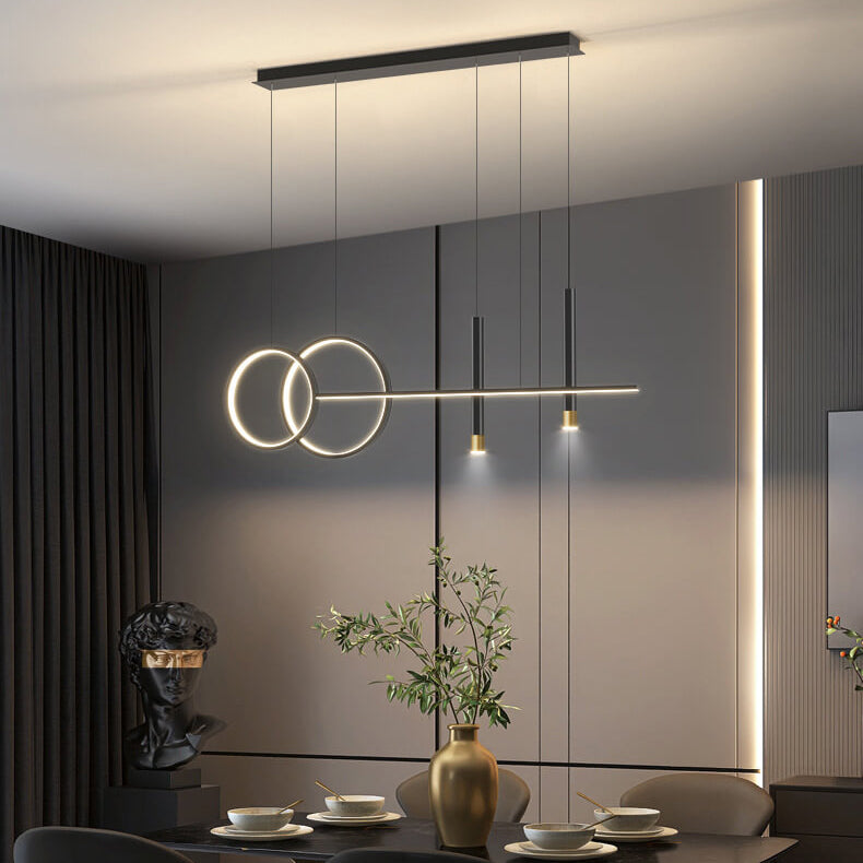 ثريا جزيرة LED مصنوعة من شريط سيليكون حديدي بتصميم عصري بسيط لغرفة الطعام