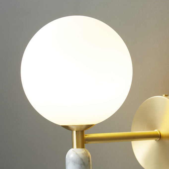 مصباح حائطي نورديك كروي بذراع مستقيمة من الرخام، مزود بمصباح واحد