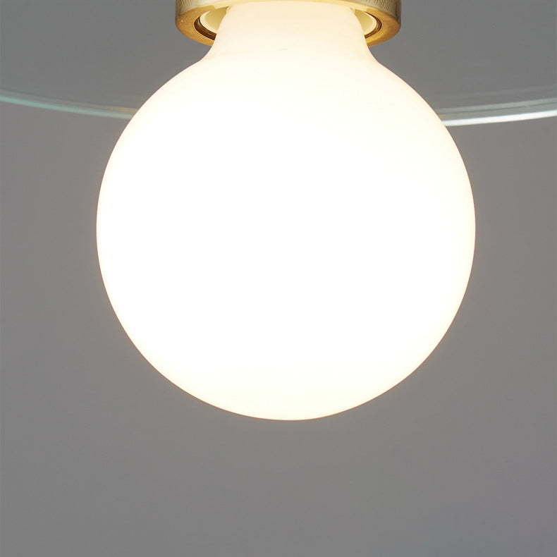Contemporary Scandinavian Glass Round Disc Copper Lamp Head 1-Light Pendant Light For Dining Room