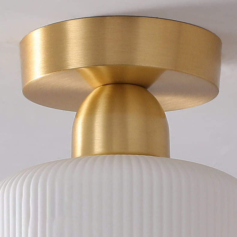 Modern Ceramic Round Jar Copper 1-Light Semi-Flush Mount Ceiling Light