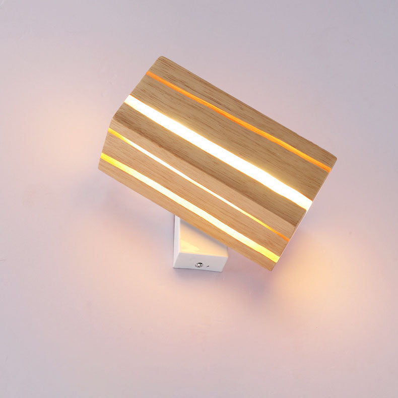 مصباح حائط LED بتصميم هندسي مكعبي حديث بسيط مع حبيبات خشبية متصدعة لغرفة المعيشة