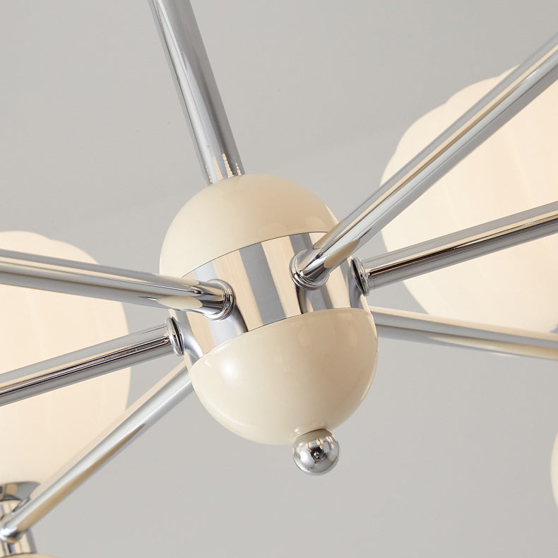 現代的な北欧風クリームアクリルパンプキンシェードアイアンフレーム12/16ライトシャンデリアリビングルーム用