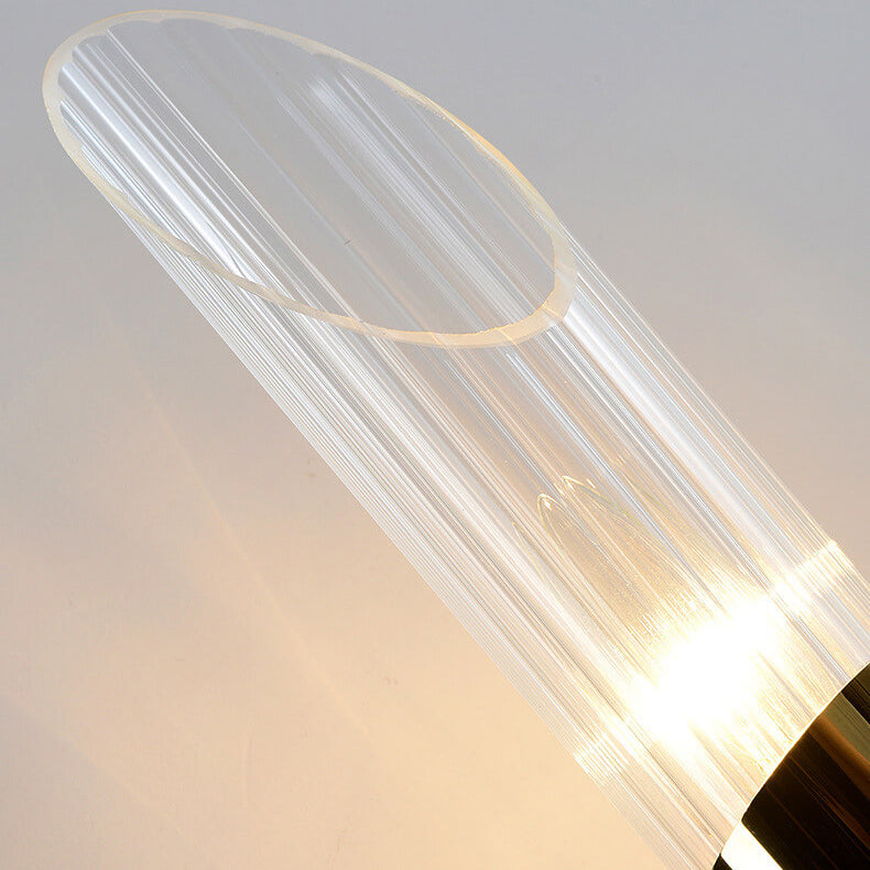 Modern Luxury Stainless Steel Glass Column 2-Light Wall Sconce Lamp