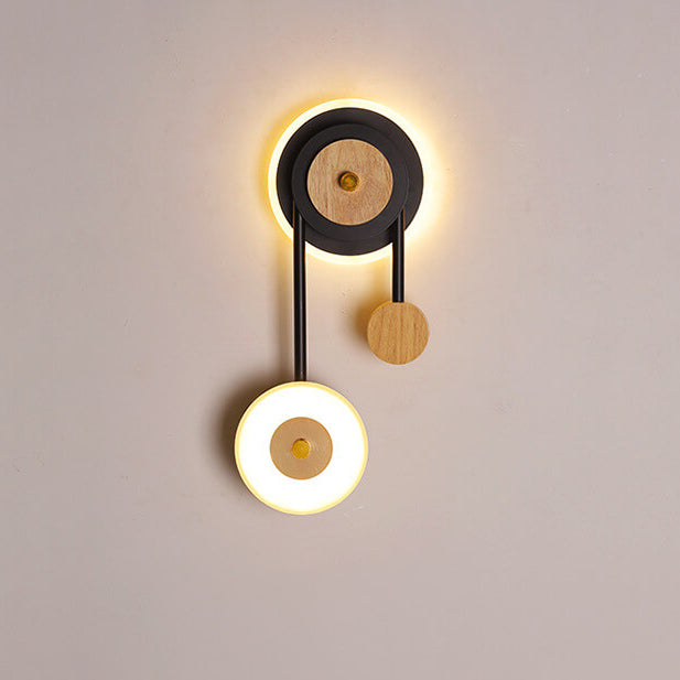 Nordic Creative Round Wood Acrylic Ring LED Wall Sconce Lamp