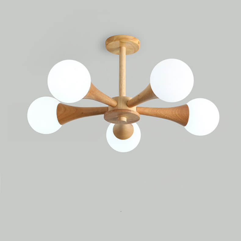 Japanese Log Fork 3/4/5-Light Semi-Flush Mount Light
