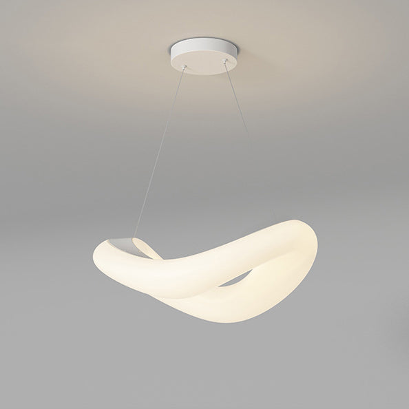 مصباح LED معلق بتصميم عصري بسيط من مادة البولي إيثيلين على شكل حلقة مموجة لغرفة النوم
